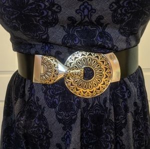 💛 Gold Silver Chico's Leather Thick Waist Belt 💛